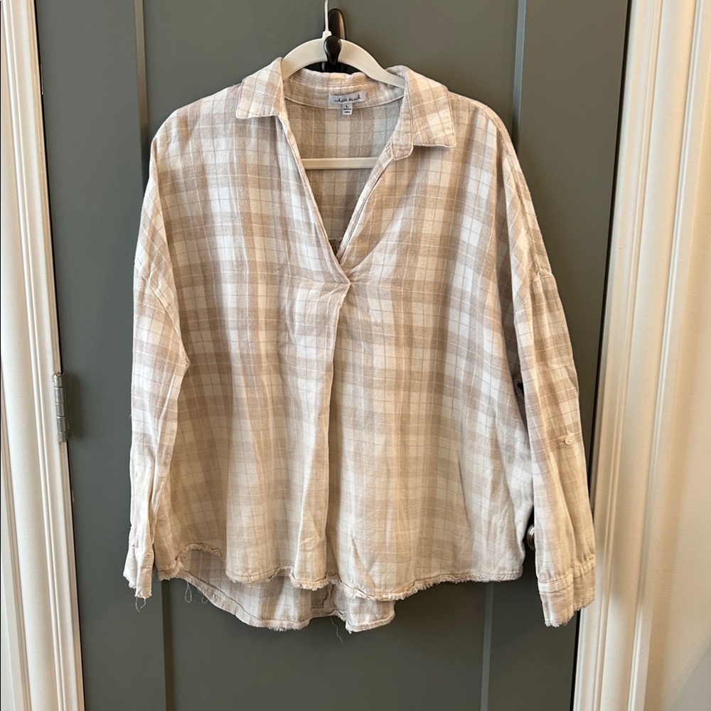 White Birch Beige Plaid Shirt Women’s Size Large